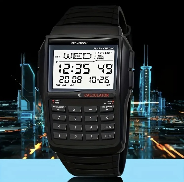 Retro-Style DataBank Calculator Watch