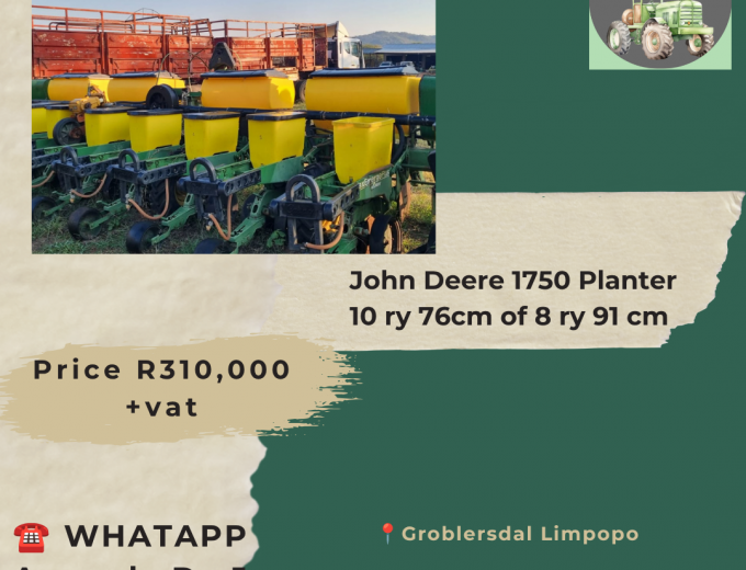 John Deere 1750 Planter 10 ry 76cm of 8 ry 91 cm
