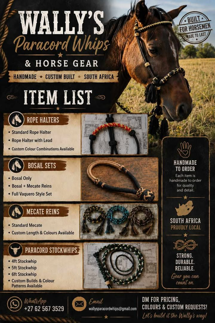 Wally’s Paracord Whips & Horse Gear